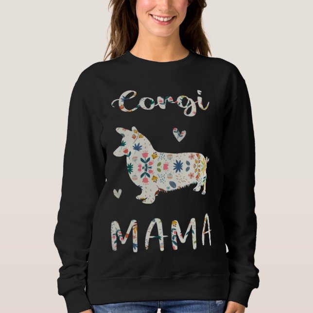 Sweatshirt Corgi Mama Floral Dog Mom Love (Devant)