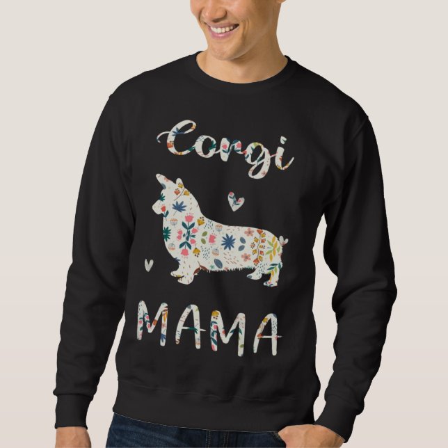 Sweatshirt Corgi Mama Floral Dog Mom Love (Devant)