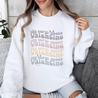 Sweatshirt Corgi Maman Retro Saint Valentin Personnalisable
