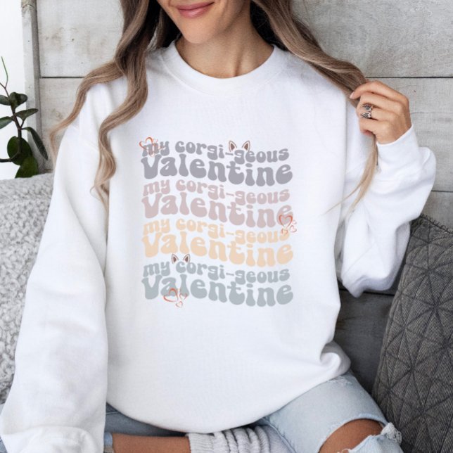 Sweatshirt Corgi Maman Retro Saint Valentin Personnalisable (Créateur téléchargé)