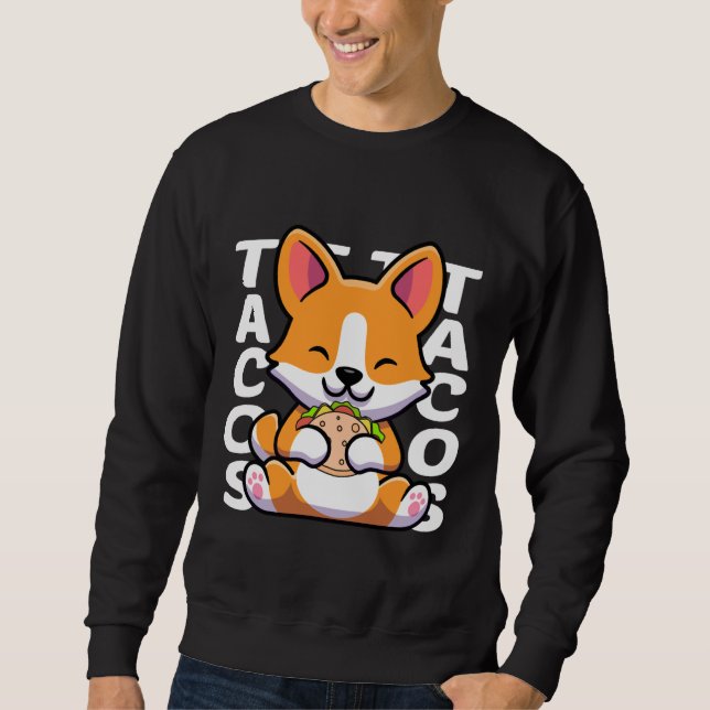 Sweatshirt Corgi Manger Tacos Drôle Idée Pour Tacos Et Corgi (Devant)