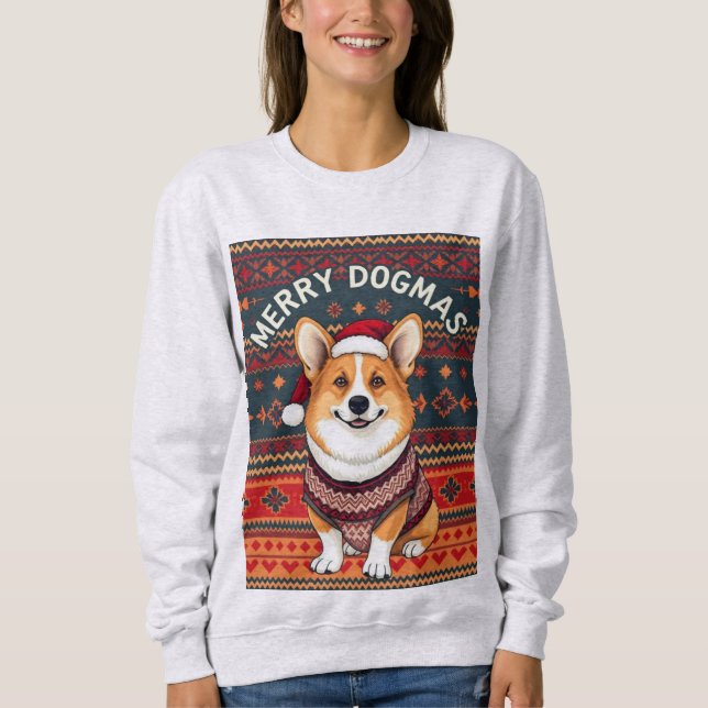 Sweatshirt Corgi Merry Dogmas (Devant)