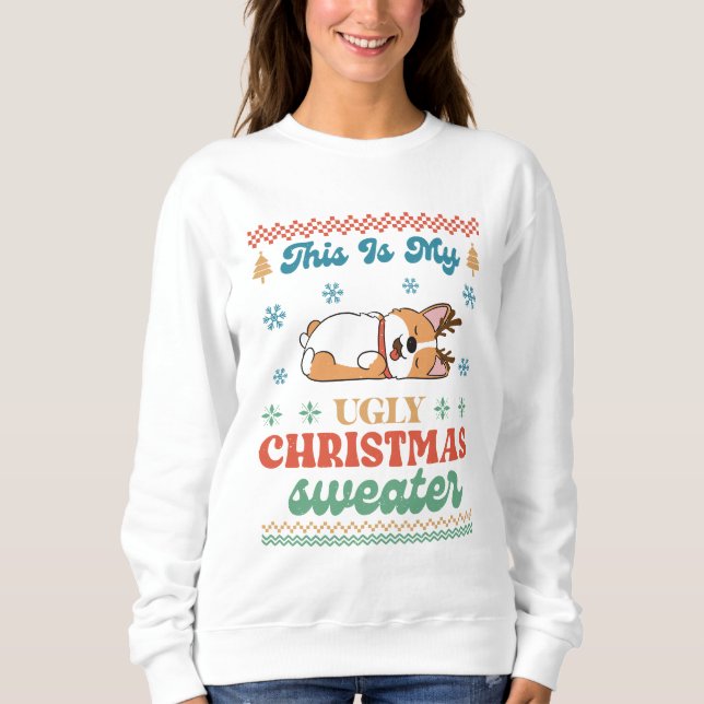 Sweatshirt Corgi Mon laide de Noël (Devant)