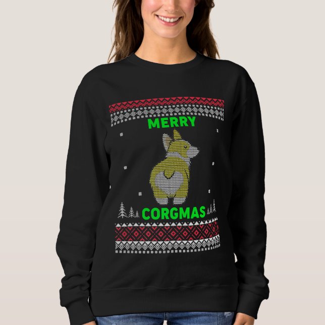 Sweatshirt Corgi Noël Joyeux Corgmas Corgi (Devant)