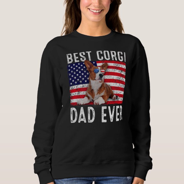 Sweatshirt Corgi Papa Américain Drapeau Corgi Chien Propriéta (Devant)