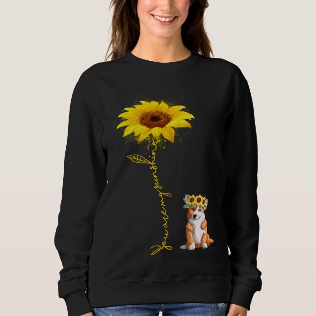 Sweatshirt Corgi Sunflower Unique Fashion Printed Dogs (Devant)