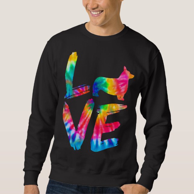 Sweatshirt Corgi Tie Dye Love Chien Maman Papa (Devant)