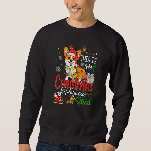 Sweatshirt Corgi Tree Light Dog Xmas (Devant)