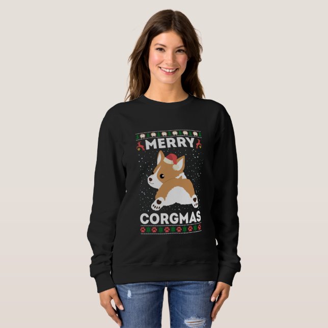 Sweatshirt Corgi Ugly Christmas Sweater Style Merry Corgmas (Devant entier)