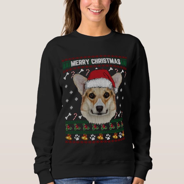 Sweatshirt Corgi Ugly Xmas Sweater Joyeux Noël 871 (Devant)