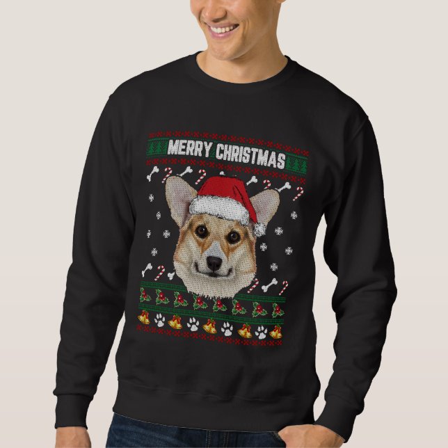 Sweatshirt Corgi Ugly Xmas Sweater Joyeux Noël 871 (Devant)