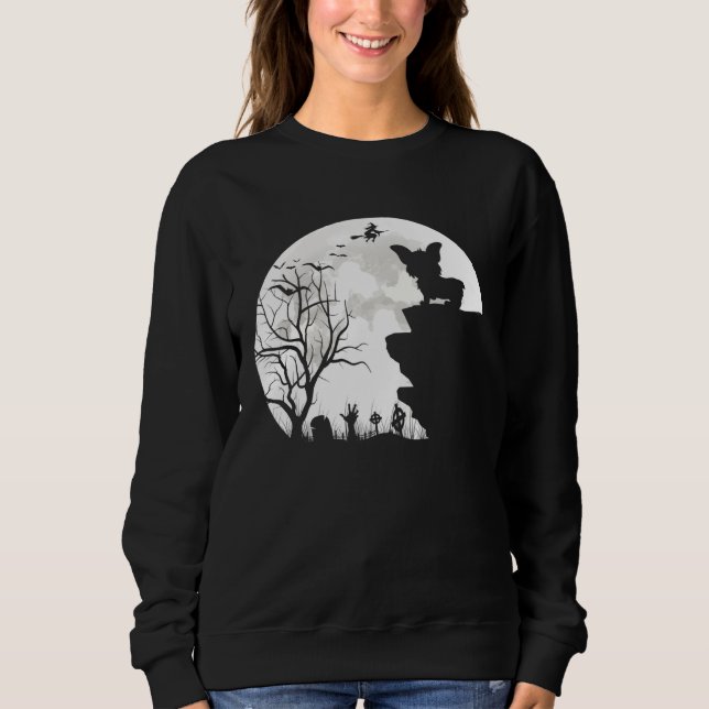 Sweatshirt Corgi Under Moon Halloween Dog (Devant)