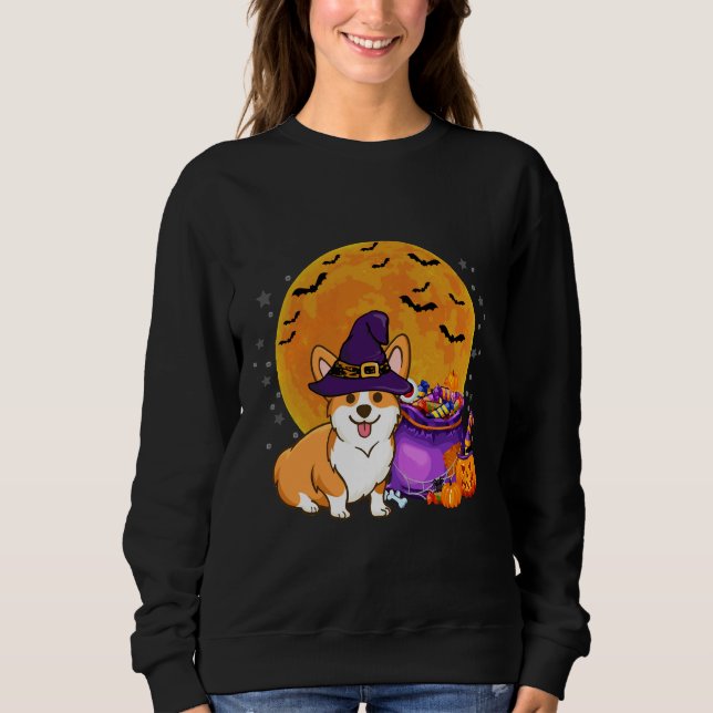 Sweatshirt Corgi Witch Autumn Fall Pumpkin Halloween Costume (Devant)