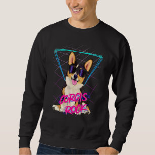 Sweatshirt Corgis Rock Retro 80s Corgi Chien Dans Lunettes de