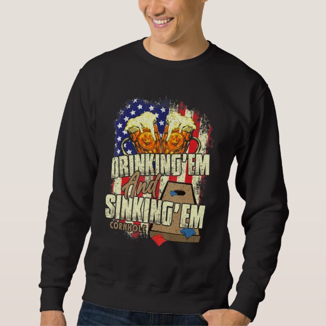 Sweatshirt Cornhole Pour Les Hommes Qui Boivent Em Sinking Em (Devant)