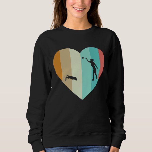 Sweatshirt Cornhole Retro Heart Women Girl Cornhole (Devant)