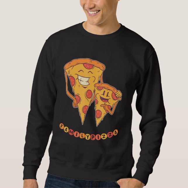 Sweatshirt Correspondance de pizza familiale (Devant)