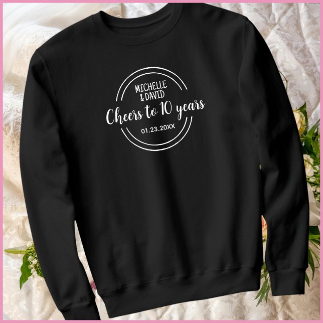Sweatshirt Correspondance du 10e anniversaire du Mariage noir (Créateur téléchargé)