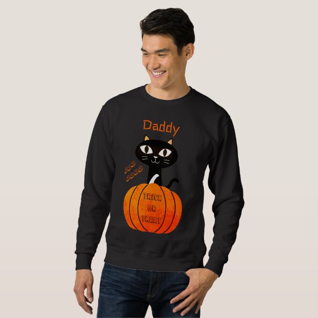 Sweatshirt Correspondance Éffrayante Trace ou Treat Cute Chat (Devant entier)