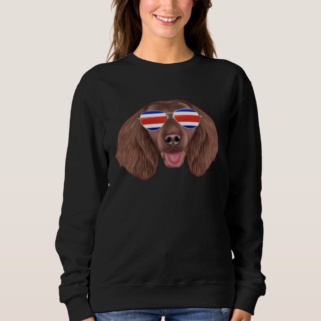 Sweatshirt Costa Rica Flag American Water Spaniel Dog Tico Po (Devant)