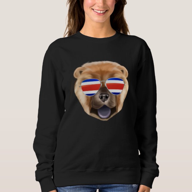 Sweatshirt Costa Rica Flag Chow Chow Dog Tico Pocket (Devant)