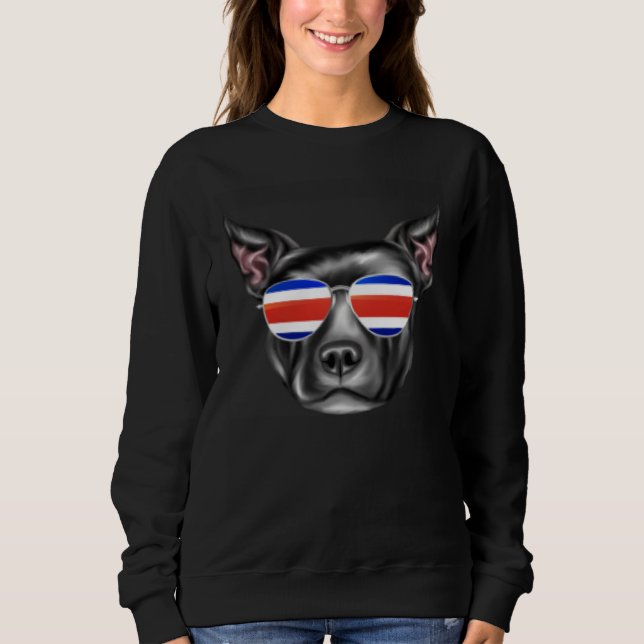 Sweatshirt Costa Rica Flag Staffordshire Bull Terrier Dog Tic (Devant)