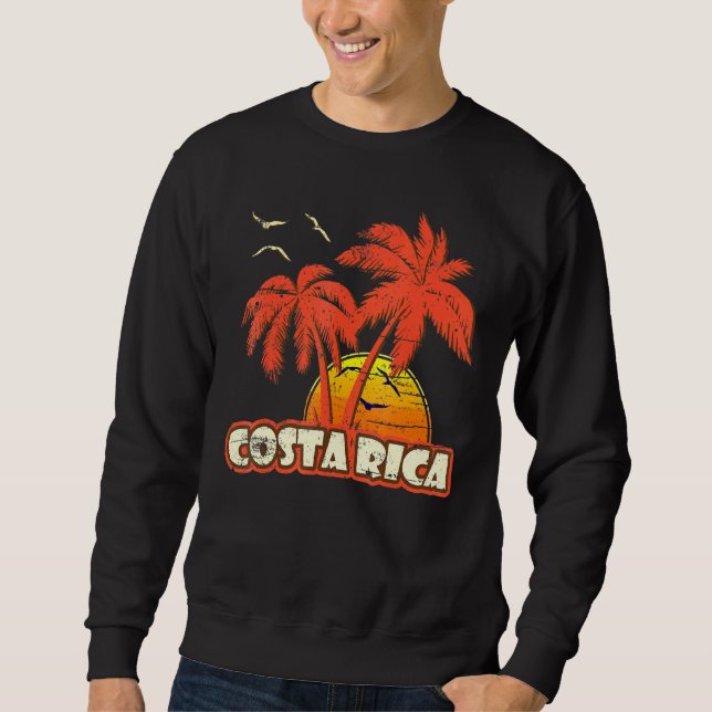 Sweatshirt Costa Rica Summer Palm Trees 80s Beach Sunset (Devant)