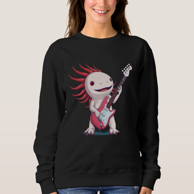 Sweatshirt Costume Axolotl Rocking avec guitare électrique (Devant)