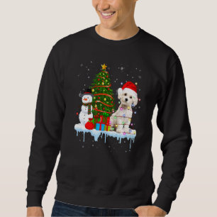 Sweatshirt Costume Chien Maltais Père Noël Éclairage Casquett