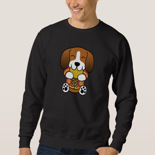 Sweatshirt Costume chinois Mooncake Basset Hound Chien (Devant)