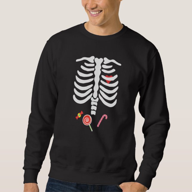 Sweatshirt Costume de bonbon pour squelette d'Halloween (Devant)