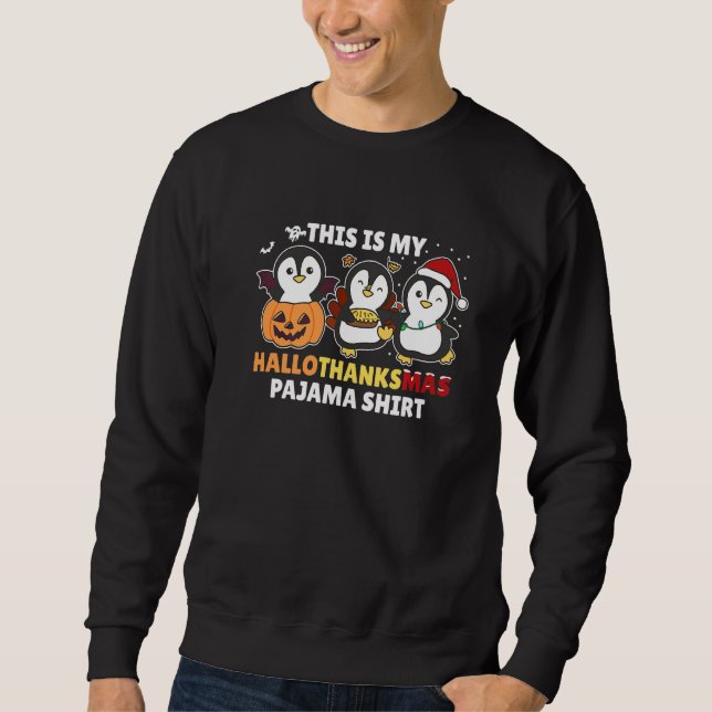 Sweatshirt Costume de Noël Halloween de pingouin Hallothanksm (Devant)