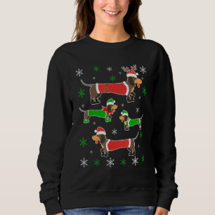 Sweatshirt Costume de Noël moche Dachshund Joyeux Noël Chien