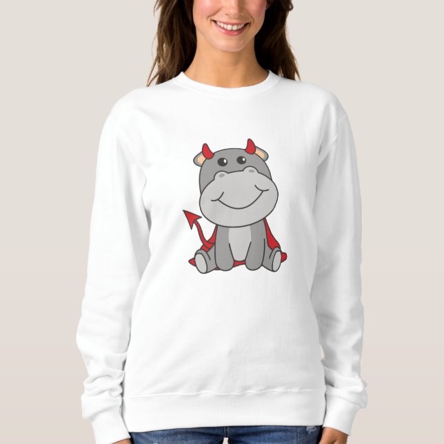 Sweatshirt Costume de sorcière hippo Halloween mignon (Devant)
