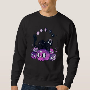 Sweatshirt Costume d'Halloween Crânes Phases Lunaires Chat So