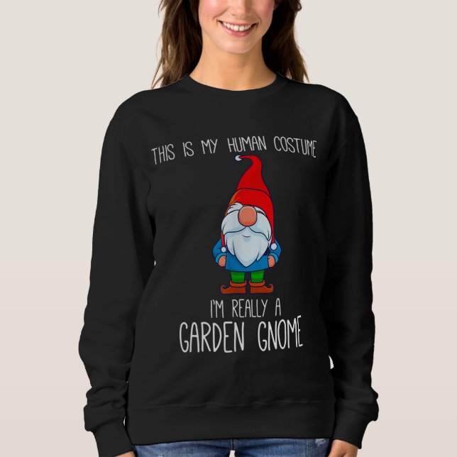 Sweatshirt Costume Gnome Jardin Halloween Ceci est Ma Co Huma (Devant)