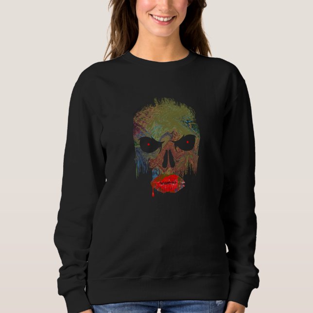 Sweatshirt Costume Halloween à lèvres pointillée crâne ghostf (Devant)