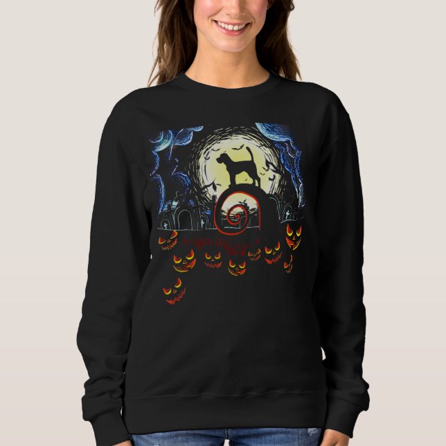 Sweatshirt Costume Halloween Chien beagle Et Lune (Devant)