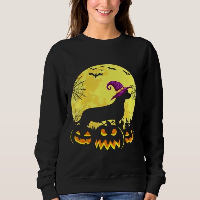 Sweatshirt Costume Halloween Dachshund sorcier Casquette (Devant)