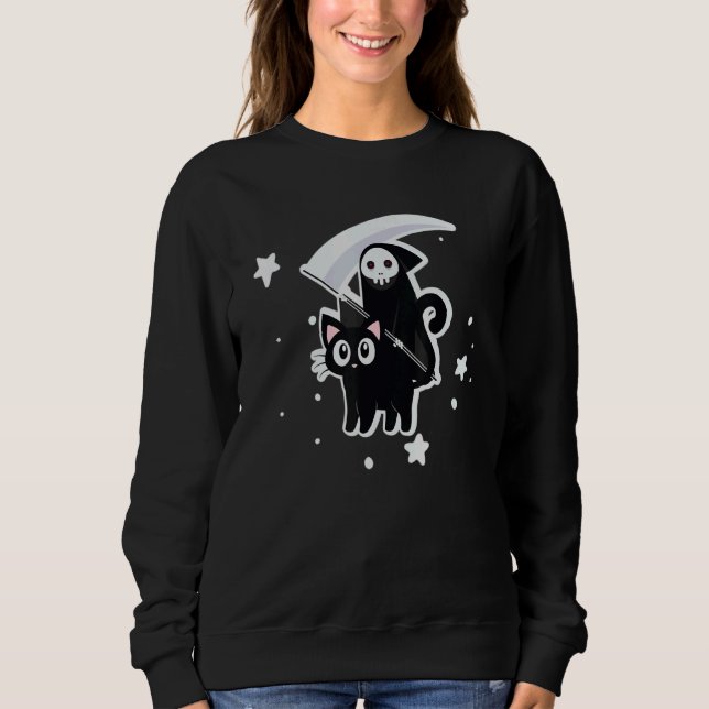 Sweatshirt Costume Halloween La Mort Fait Un Chat Noir (Devant)