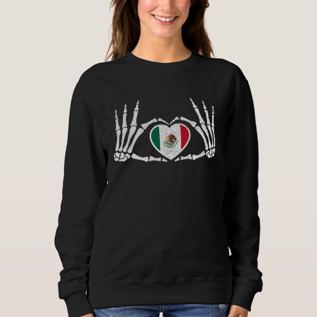 Sweatshirt Costume Halloween squelette gothique gothique Mexi (Devant)