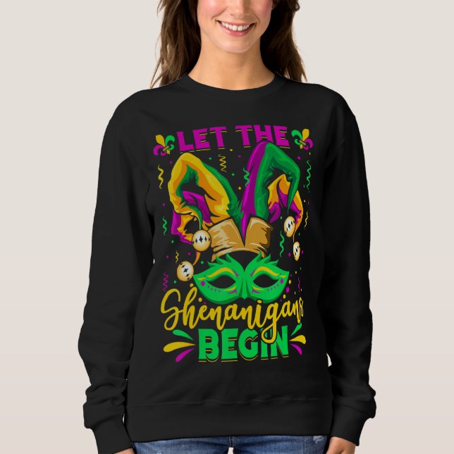 Sweatshirt Costume Mardi Gras Masque Laisser Les Shenanigans  (Devant)