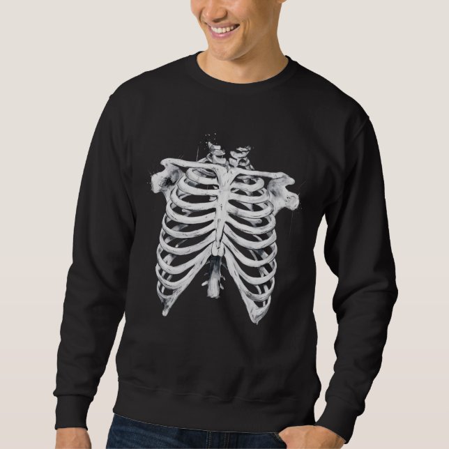 Sweatshirt Costume squelette cage thoracique Halloween (Devant)