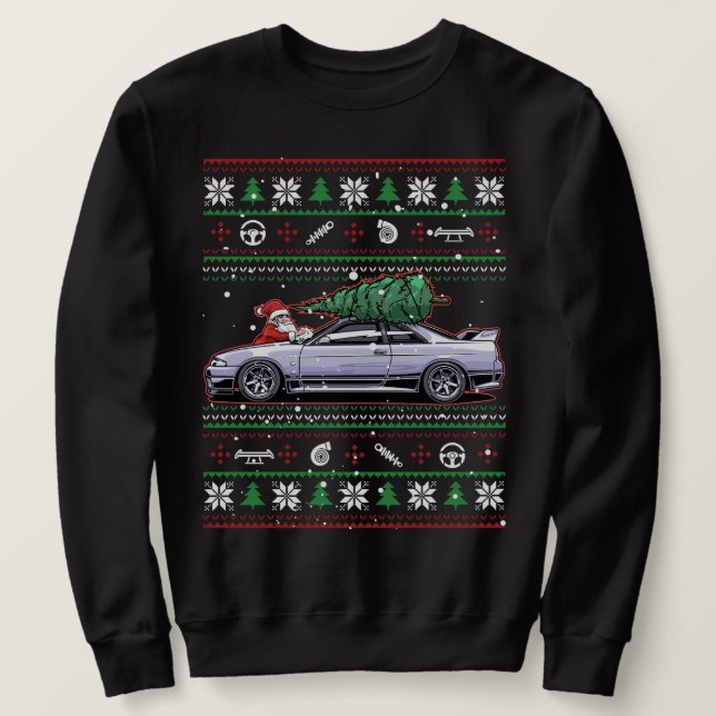 Sweatshirt Cosy Christmas Nissan Skyline R33 GT-R (Design devant)
