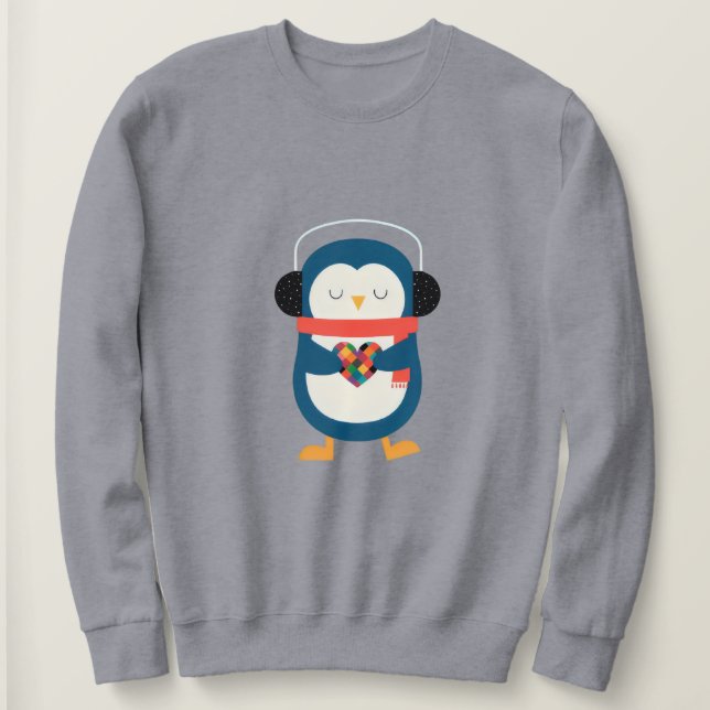Sweatshirt Cosy Penguin Coeur (Design devant)