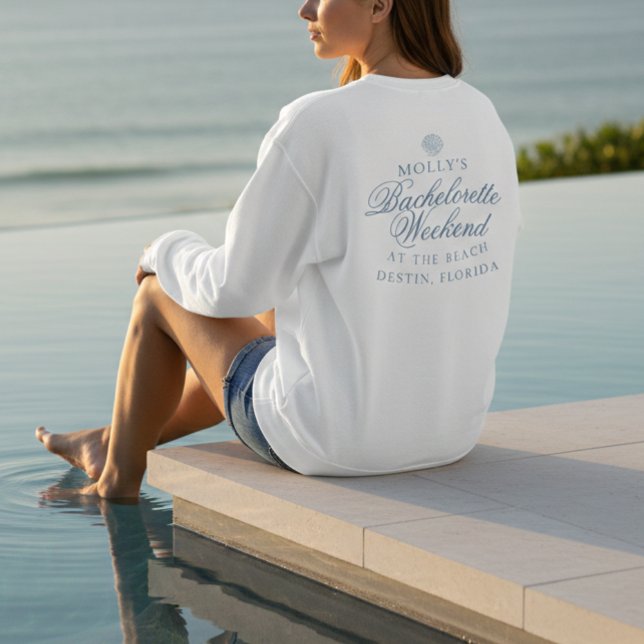 Sweatshirt Côte Bleue Coquillage Enterrement de Vie de Jeune  (Coastal Blue Seashell Bachelorette Sweatshirt)
