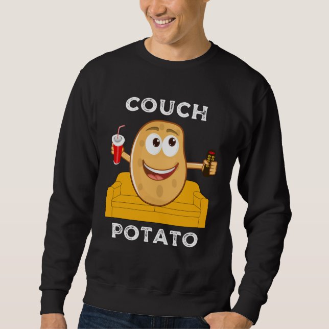 Sweatshirt Couch Potato  Lazy People Lounging Watching TV Hum (Devant)
