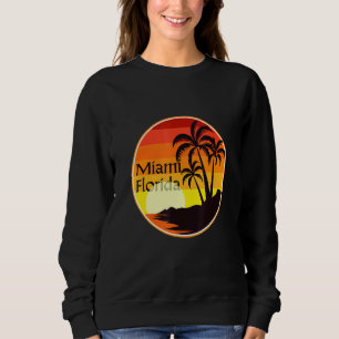 Sweatshirt Coucher de soleil à Miami Floride, Palmiers, Plage