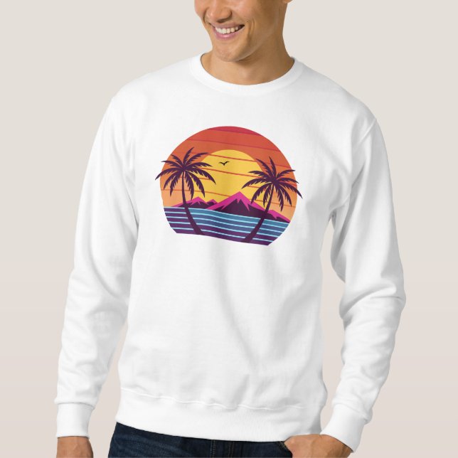 Sweatshirt Coucher de soleil avec palmiers Vector-98804 (Devant)