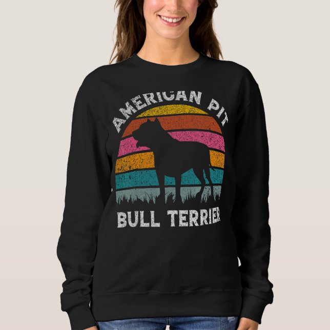 Sweatshirt Coucher de soleil de chien américain Pit Bull Terr (Devant)